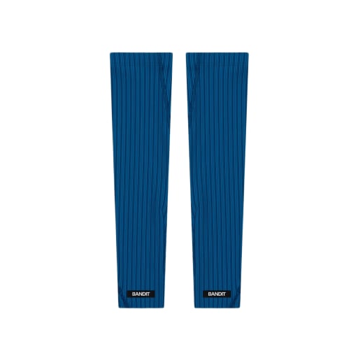 Striped Cadence™ Compression Sleeves - Ink Blue / Aegean by Bandit Running