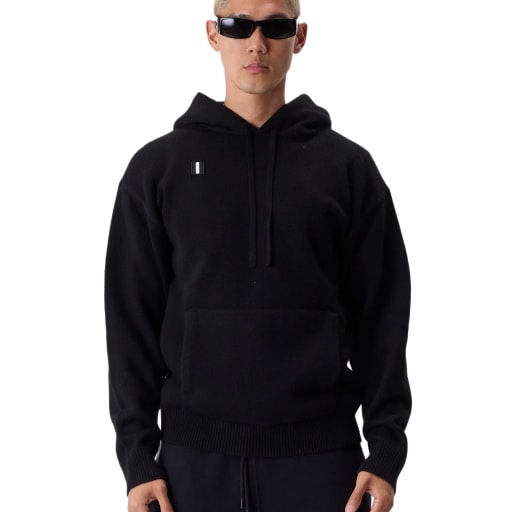 Merino Knit Hoodie - Caviar by Whitespace
