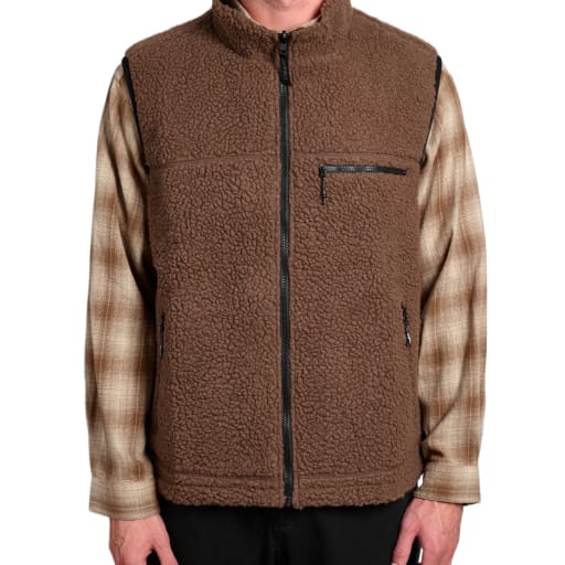 Reversible Sherpa Vest in Dark Brown/Black by Windthrow