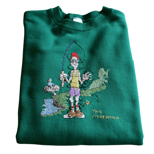 1992 Fisherman Cross Stitch Sweatshirt - XL by Vintage Trouts 