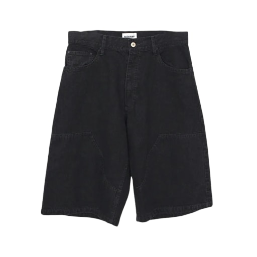 KOZABURO | Wide Leg Knee Patch Shorts Black by Weekends Chengdu