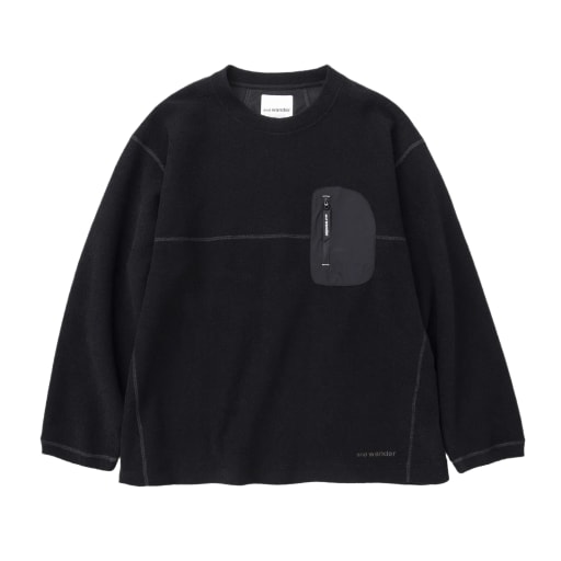 PE warm pile crew neck - black by Hunting Lodge