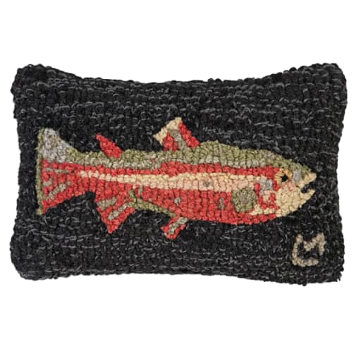 Steelhead Trout Hooked Wool Pillow by Housefly Fishing