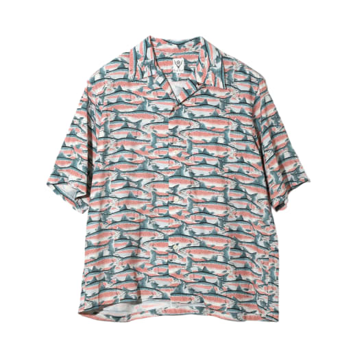 South2 West8 S/S Open Collar Trout Shirt Blue by Housefly Fishing