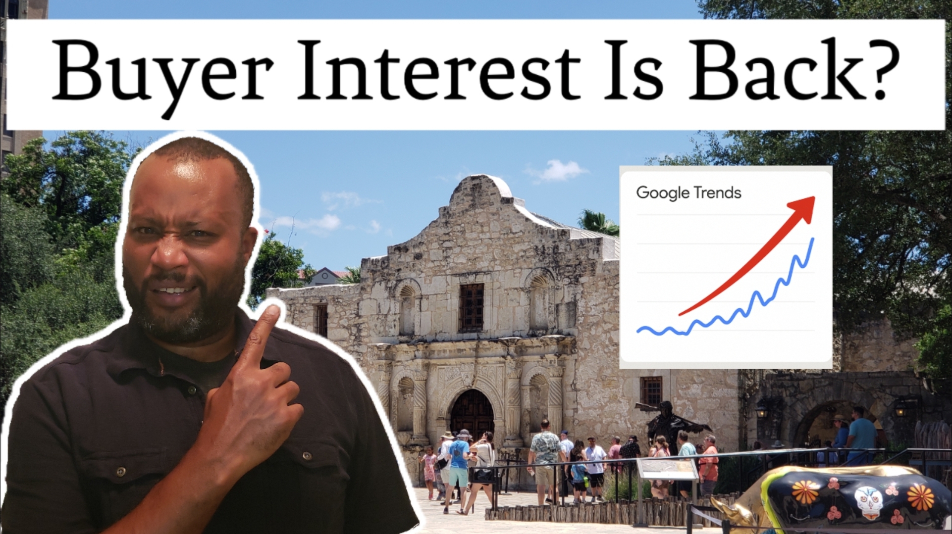 thumbnail of Krishna Perkins pointing to a Google Trends graphic