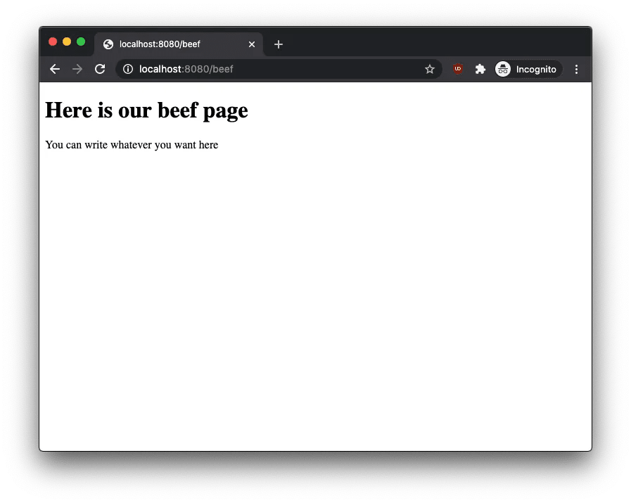 Webpage showing our beef.html