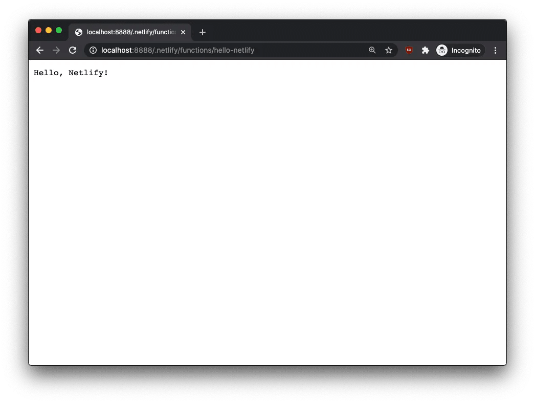 Netlify Function responding with "Hello, Netlify!"