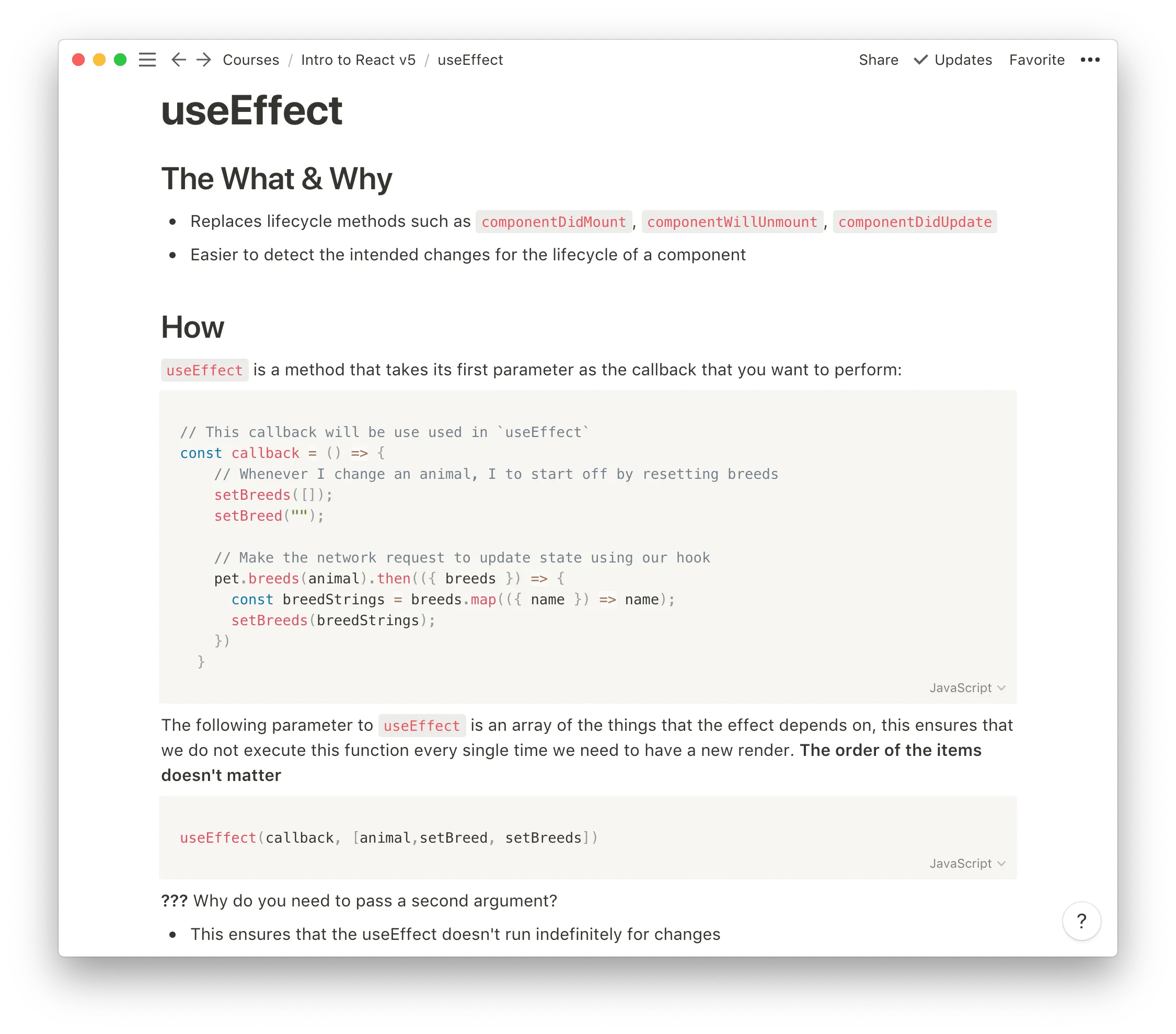 useEffect notes