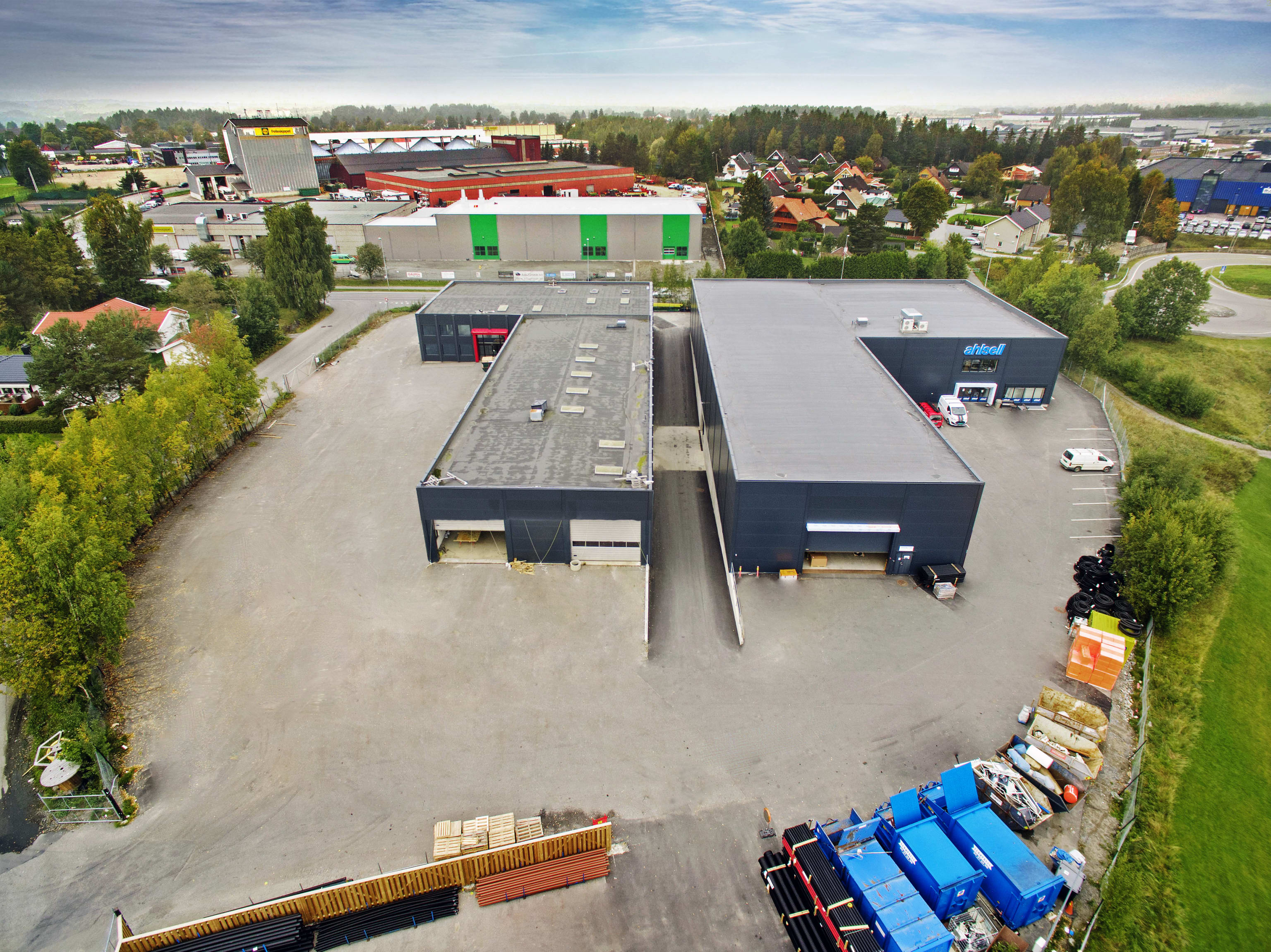 Kongsvingerveien 37 næringsbygg sett med drone