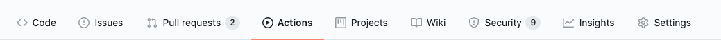 Actions tab in repo