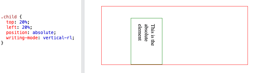 A screenshot displaying the child element with the vertical writing mode