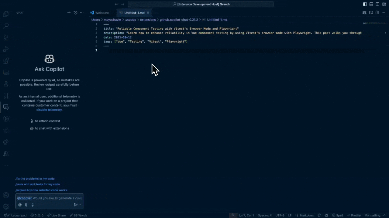 Demo of generating image from selected text