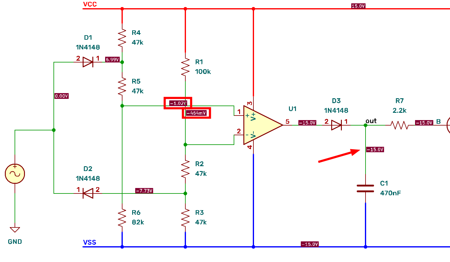 Figura 6. Simulacion del circuito en punto de operación