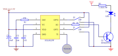 SGL8022W: chip táctil para regular brillo LED | usos, ejemplo y FAQ