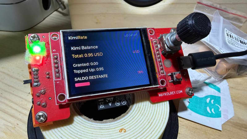 Medidor de Balance de Gastos para la API de Kimi (Moonshot AI) con ESP32 y LVGL