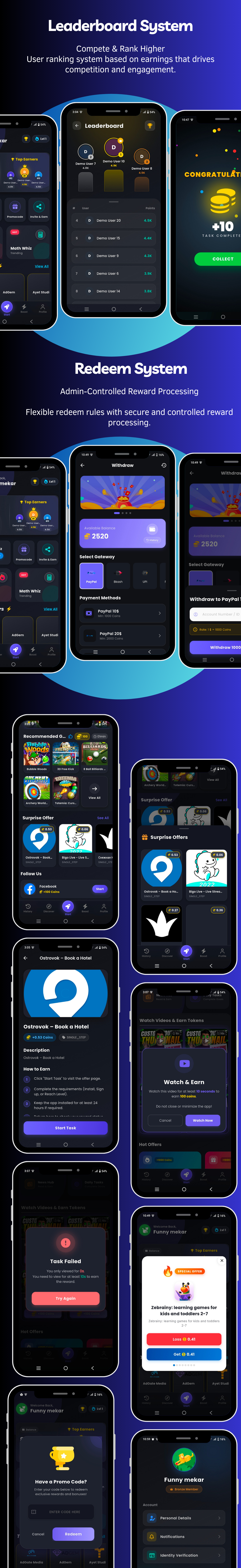 Earnify Pro – Advanced Rewards, Quiz, Game & Offer Wall App - 8