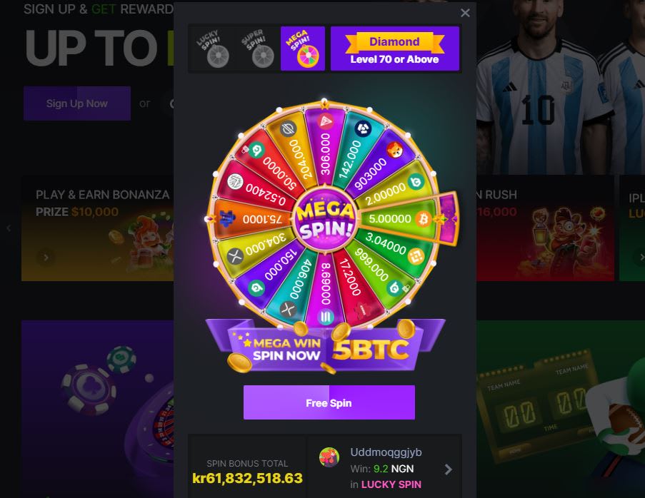 BC.Game Free Spin Bonus Wheel