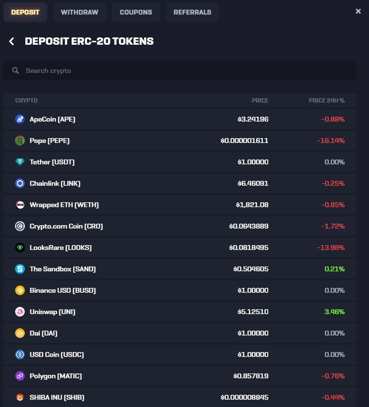 Rollbit Deposit Options