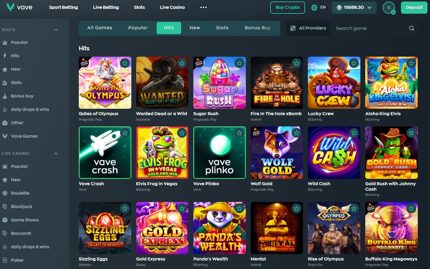 Vave Casino Games