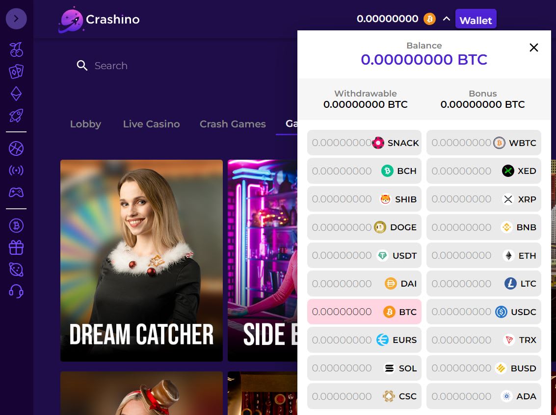 Crashino Crypto Wallet