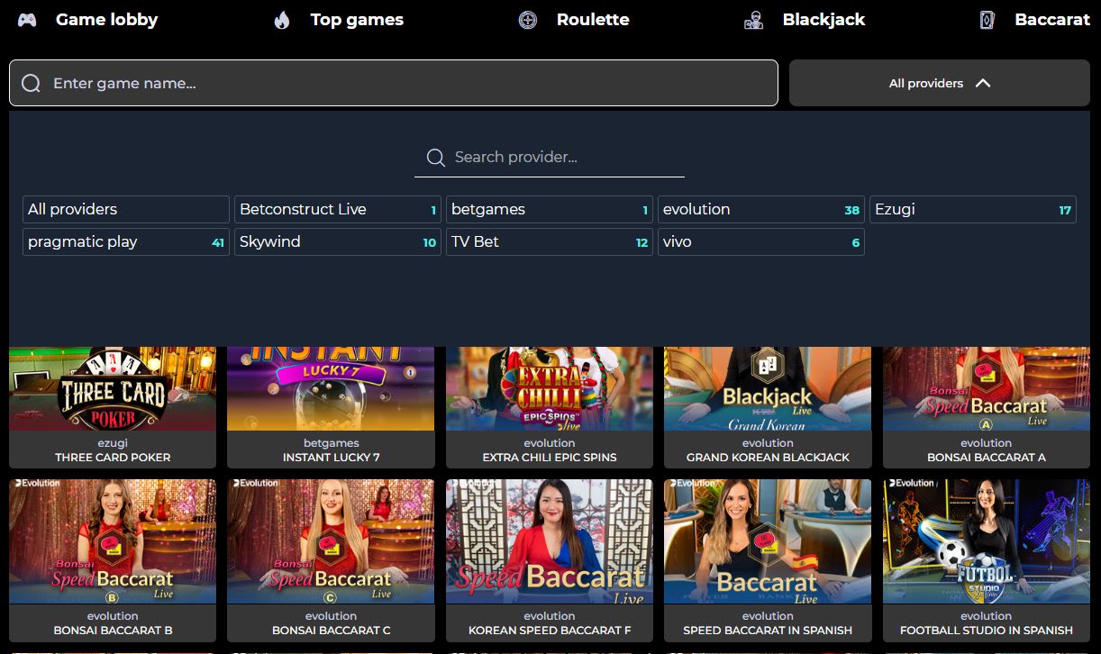 Bitspins Live Casino