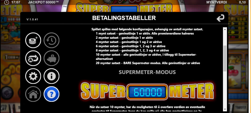 Jackpot 60000 Betalingstabell