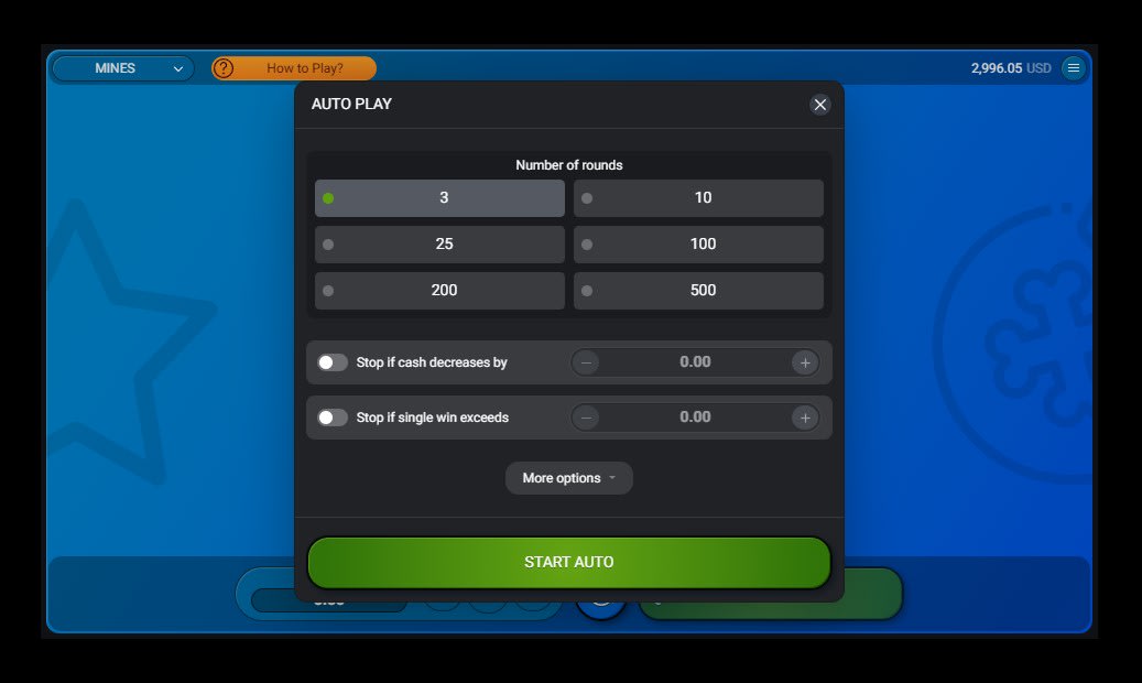 Mines - Auto Play Popup