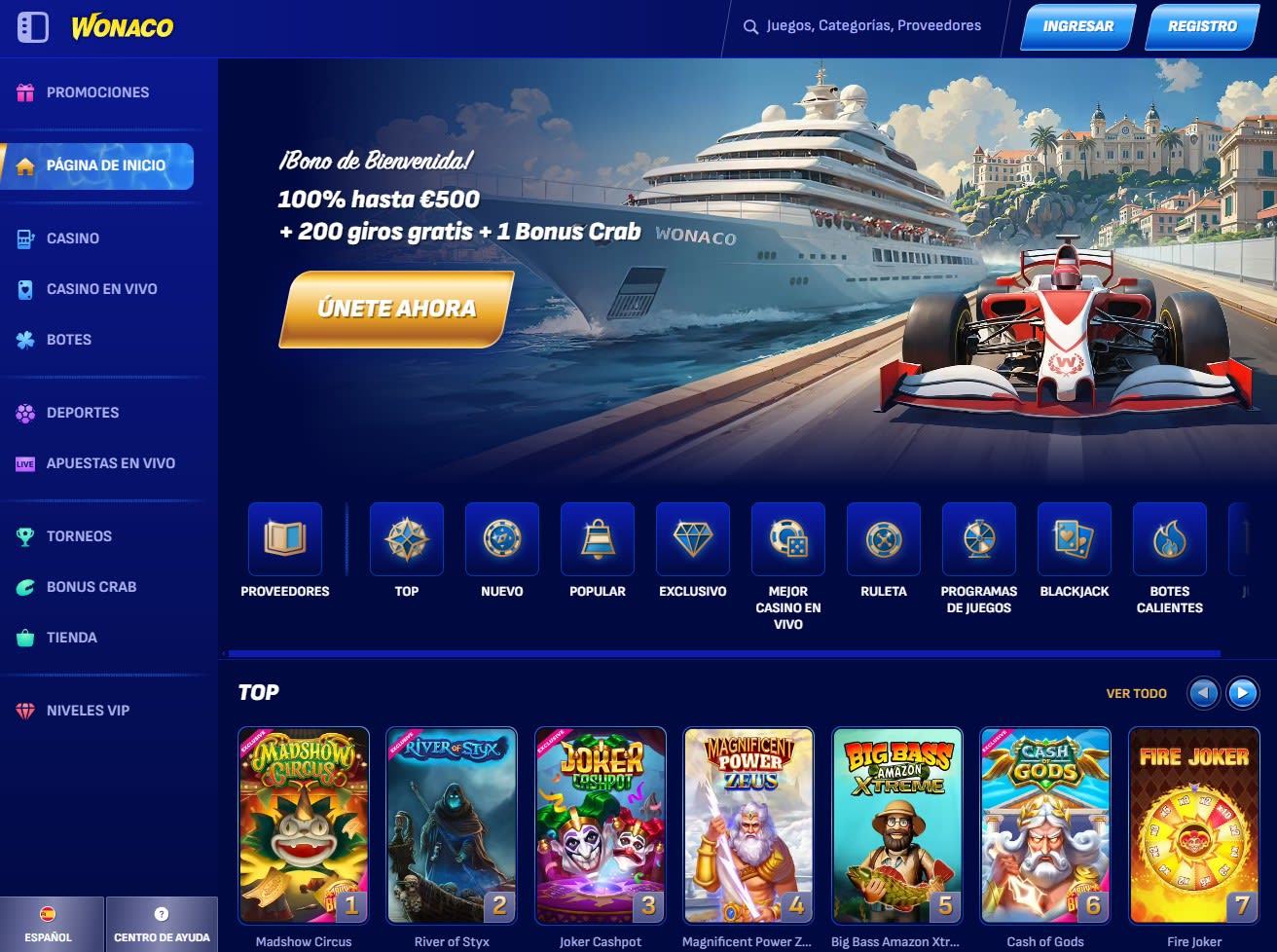 Wonaco Casino en Español