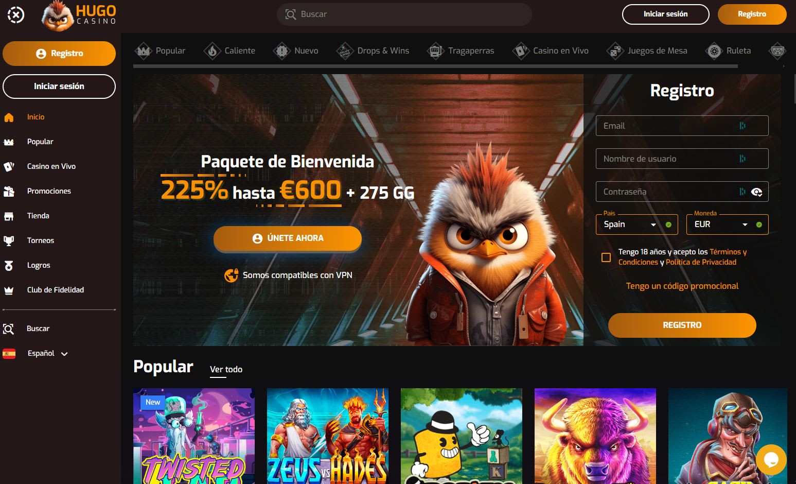 Hugo Casino en Español