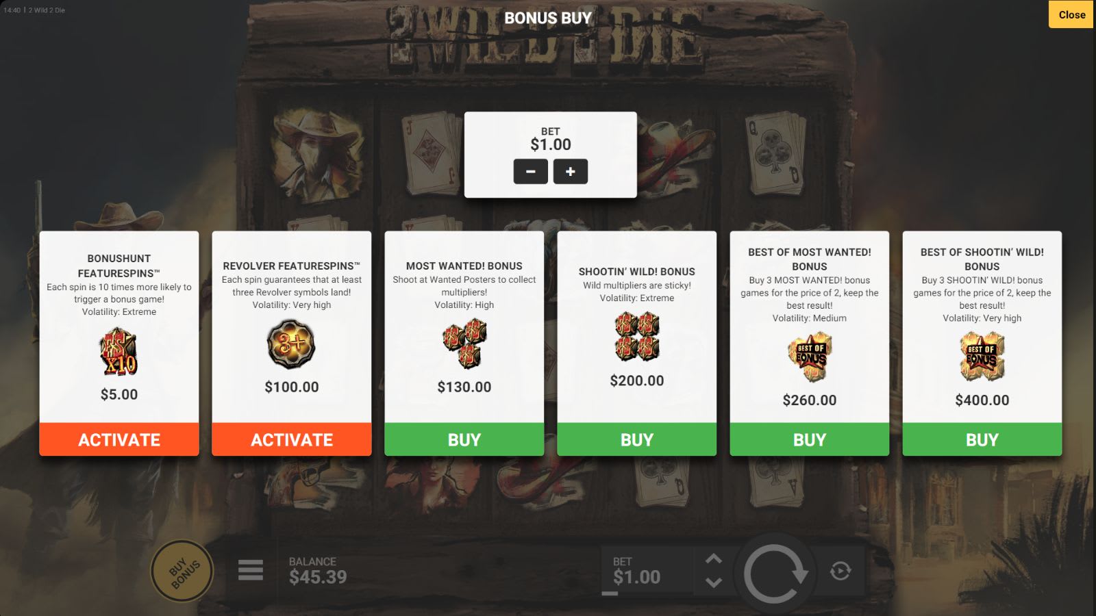 2 Wild 2 Die - Bonus Buy