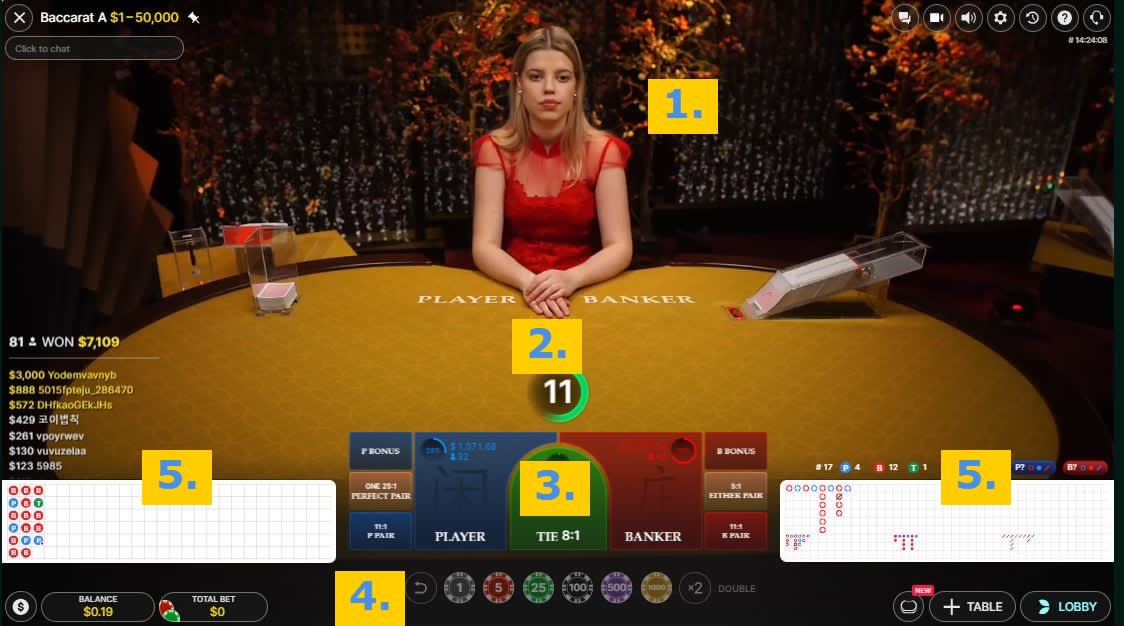 Evolutions Live Baccarat Interface