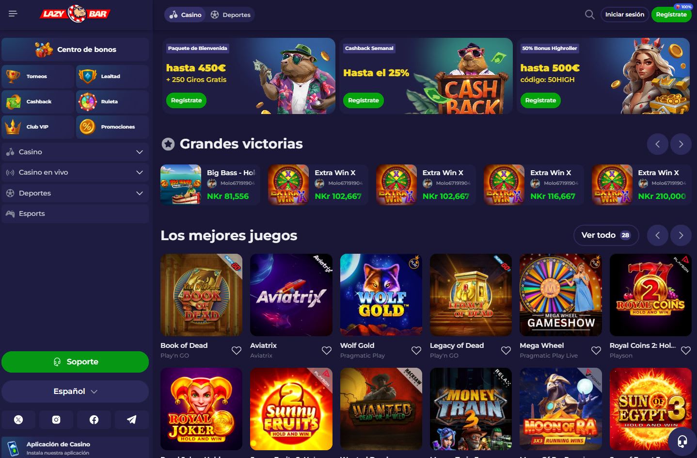 Lazybar Casino en Español