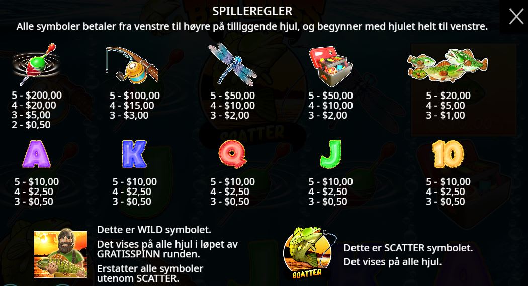 Big Bass Bonanza symboler/betalingsplan