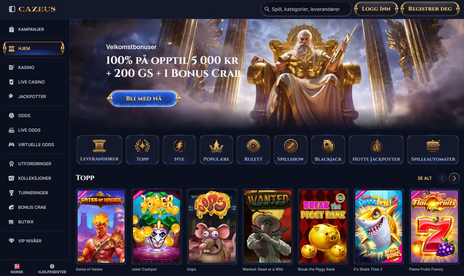 Cazeus Casino Norge 2025