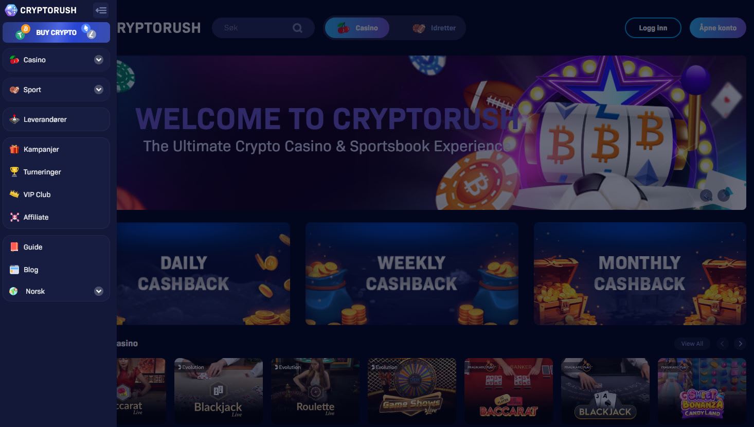 Crypto Rush Casino Norge 2025