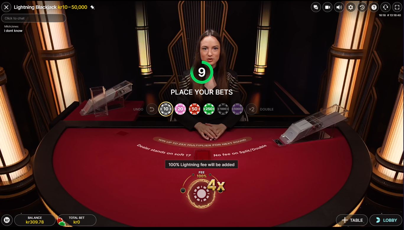 Lightning Blackjack 10 kr
