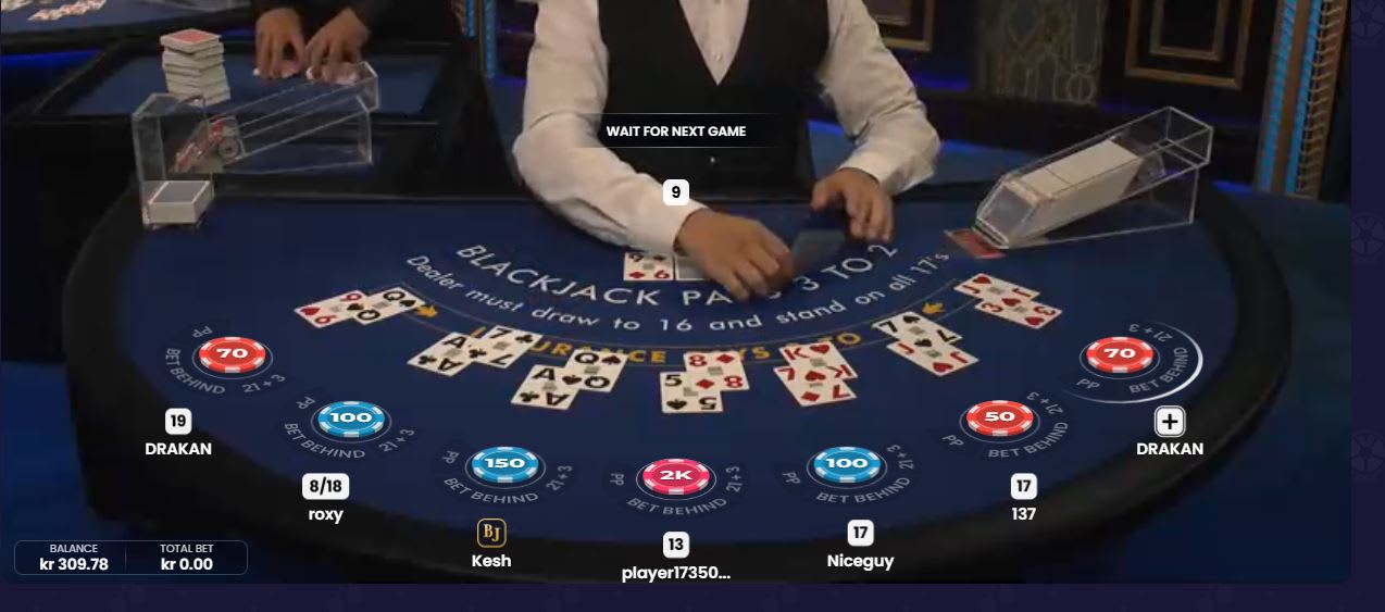 Pragmatic live blackjack (50 kr - 10.000 kr)