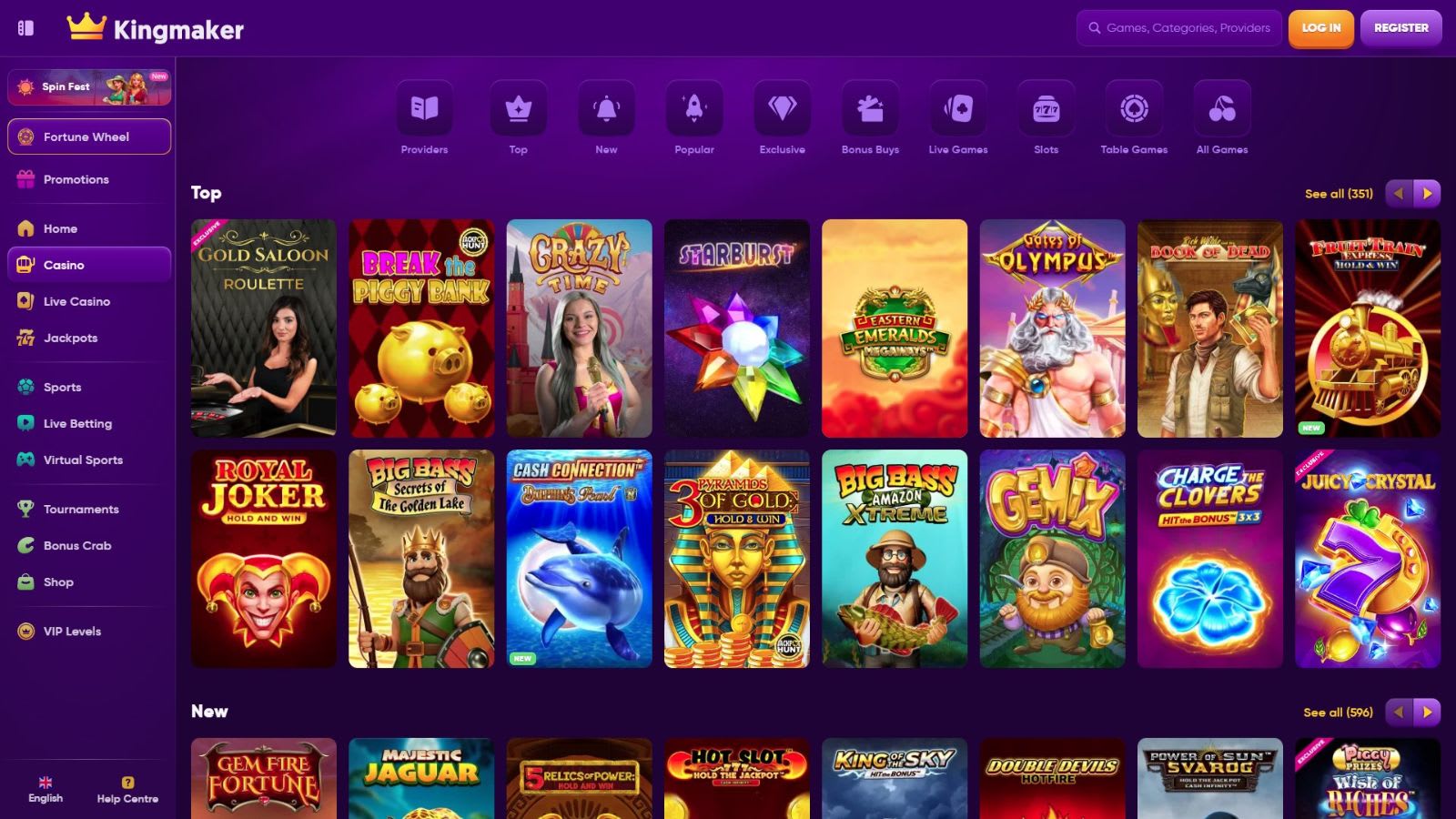 Kingmaker Casino - Casino Lobby