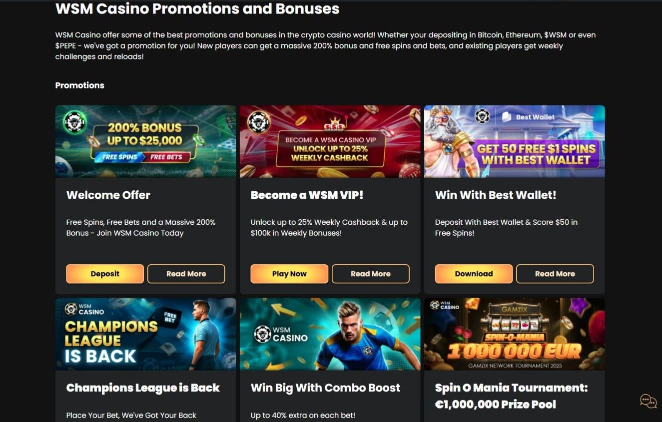 WSM Casino Ongoing Promotions and Bonus Offers