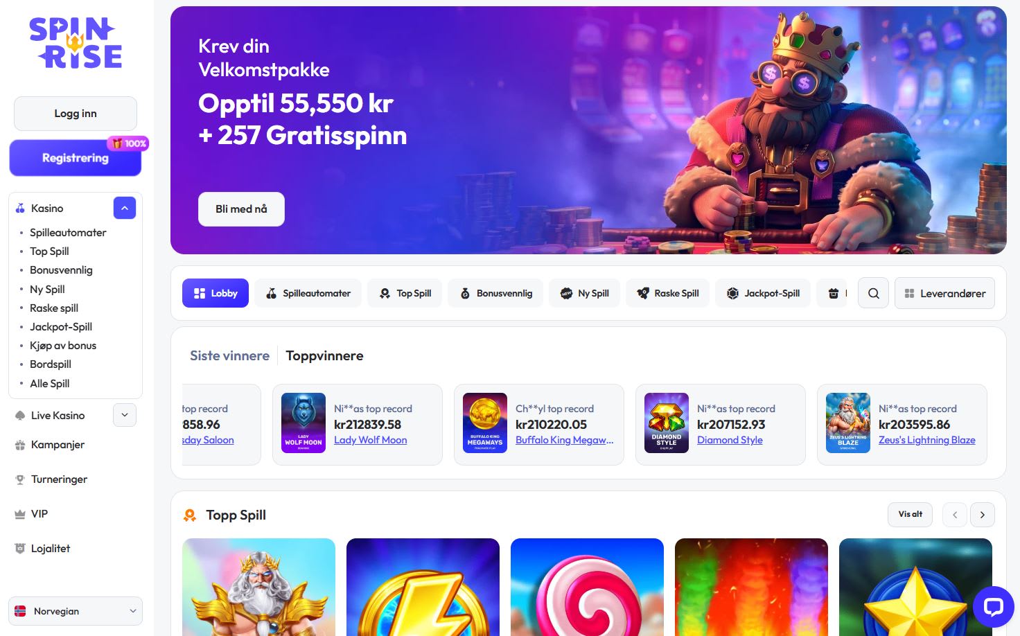 SpinRise Casino (på norsk) 2025