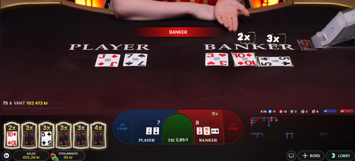 XXXtreme Lightning Baccarat - Spillet er avgjort