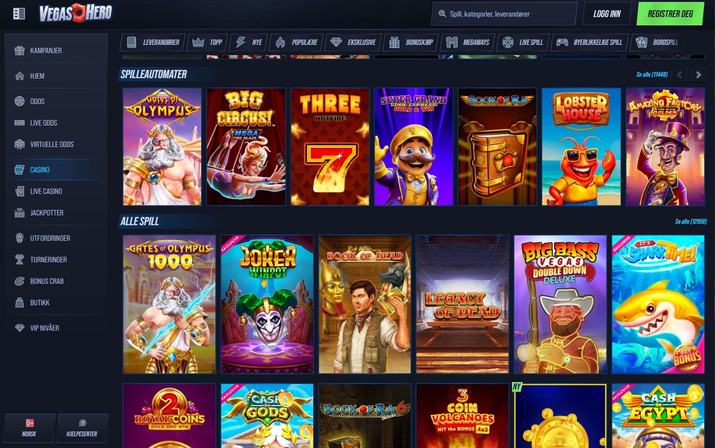 Vegas Hero Casino (på norsk) 2025