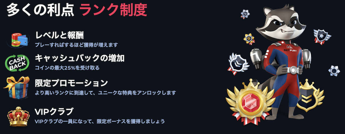 BetFury ロイヤリティプログラム画像