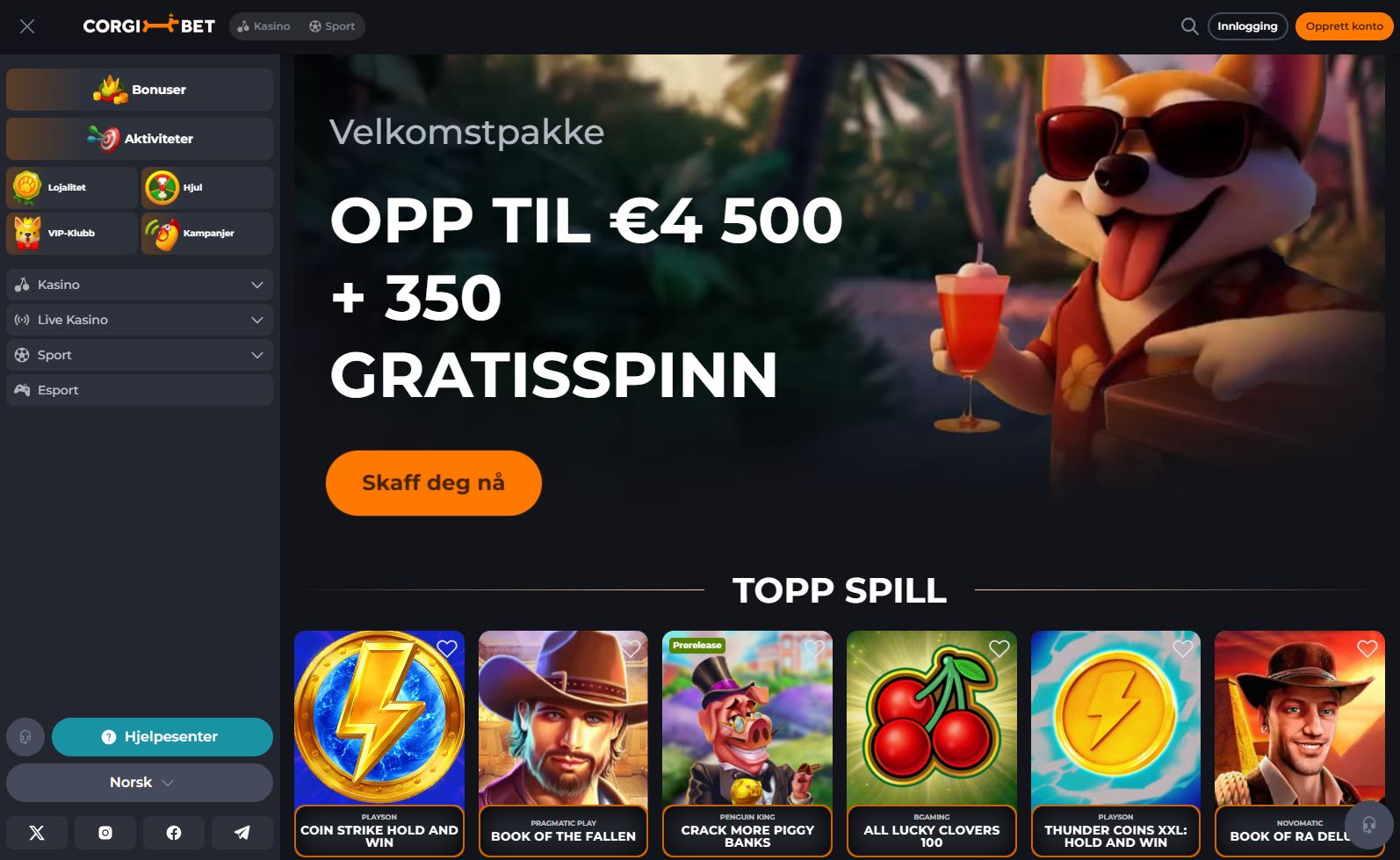 CorgiBet Casino (på norsk) 2026