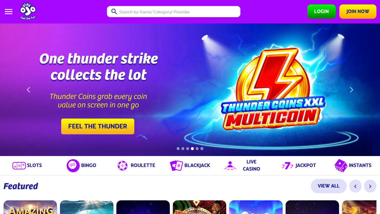 PlayOJO Homepage Screenshot April 2026