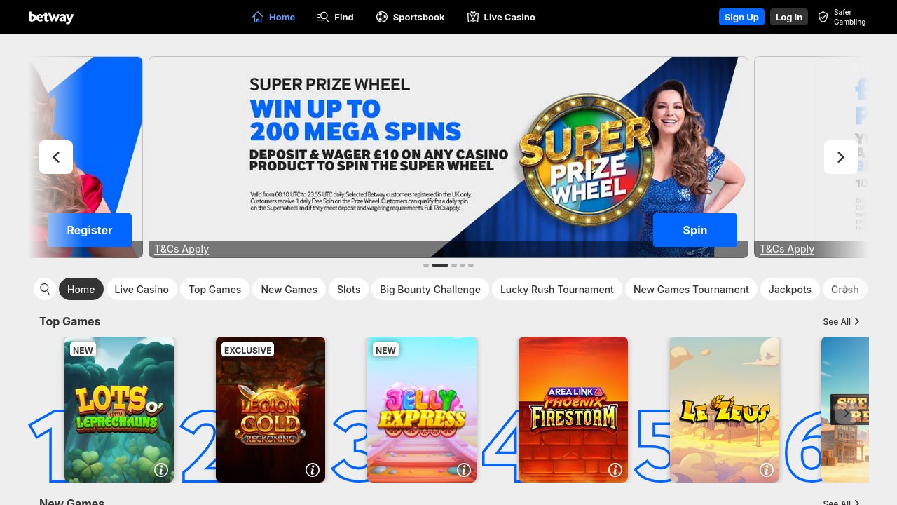 Betway Homepage Screenshot April 2026