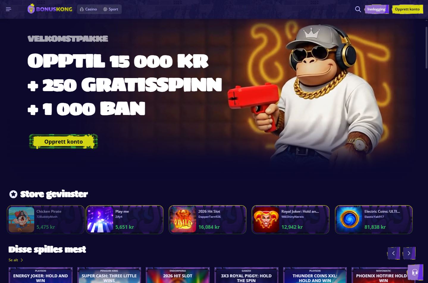 BonusKong Casino Norge 2026