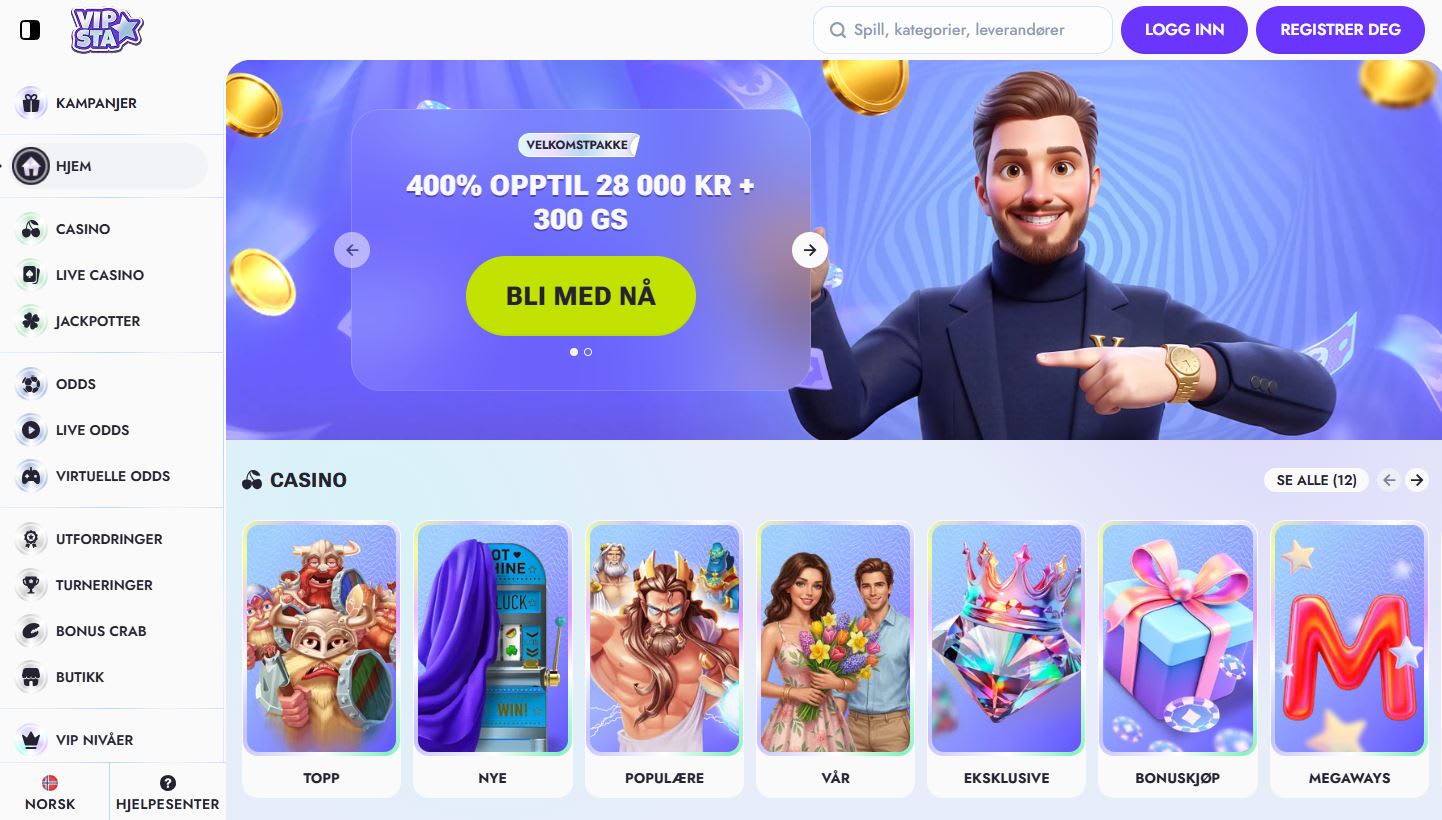 Vipsta Casino Norge 2026