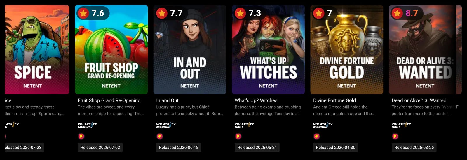 Netent latest slot releases