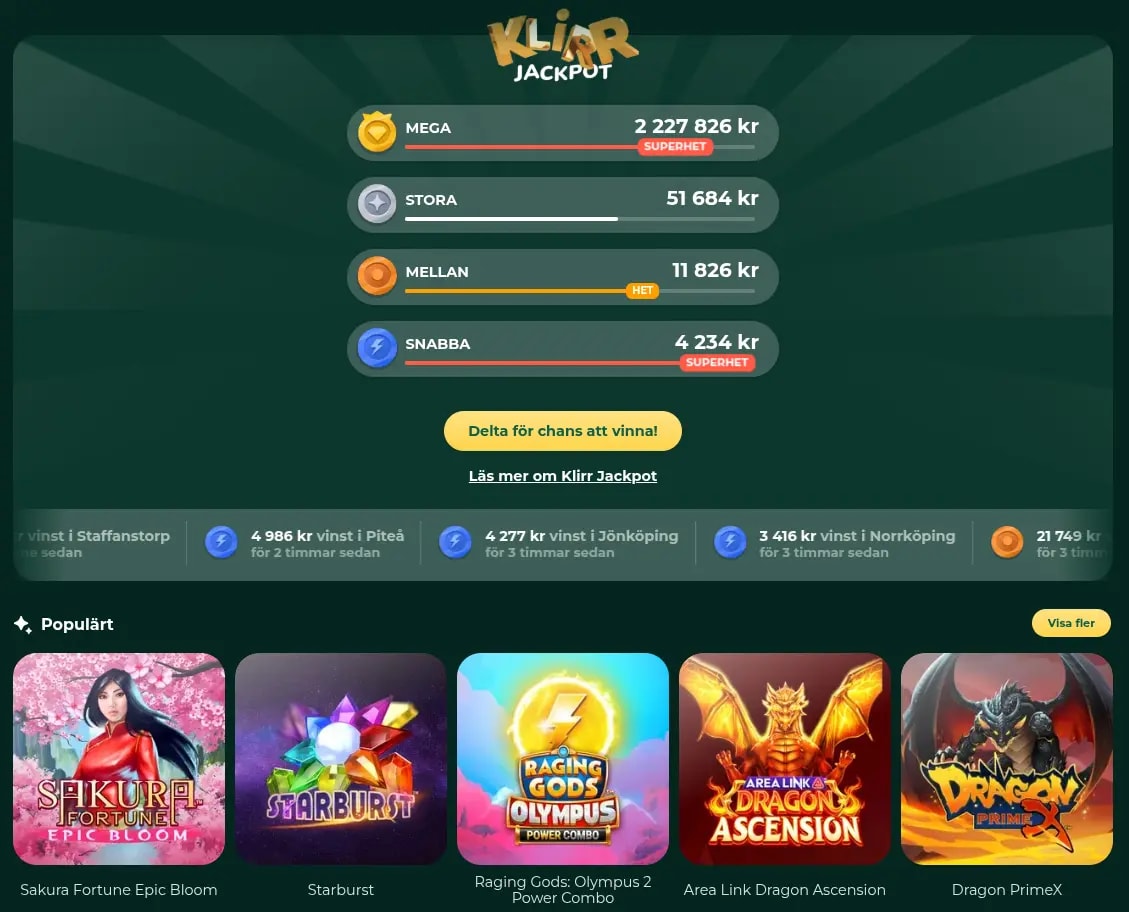 Klirr Casino Sverige 2026